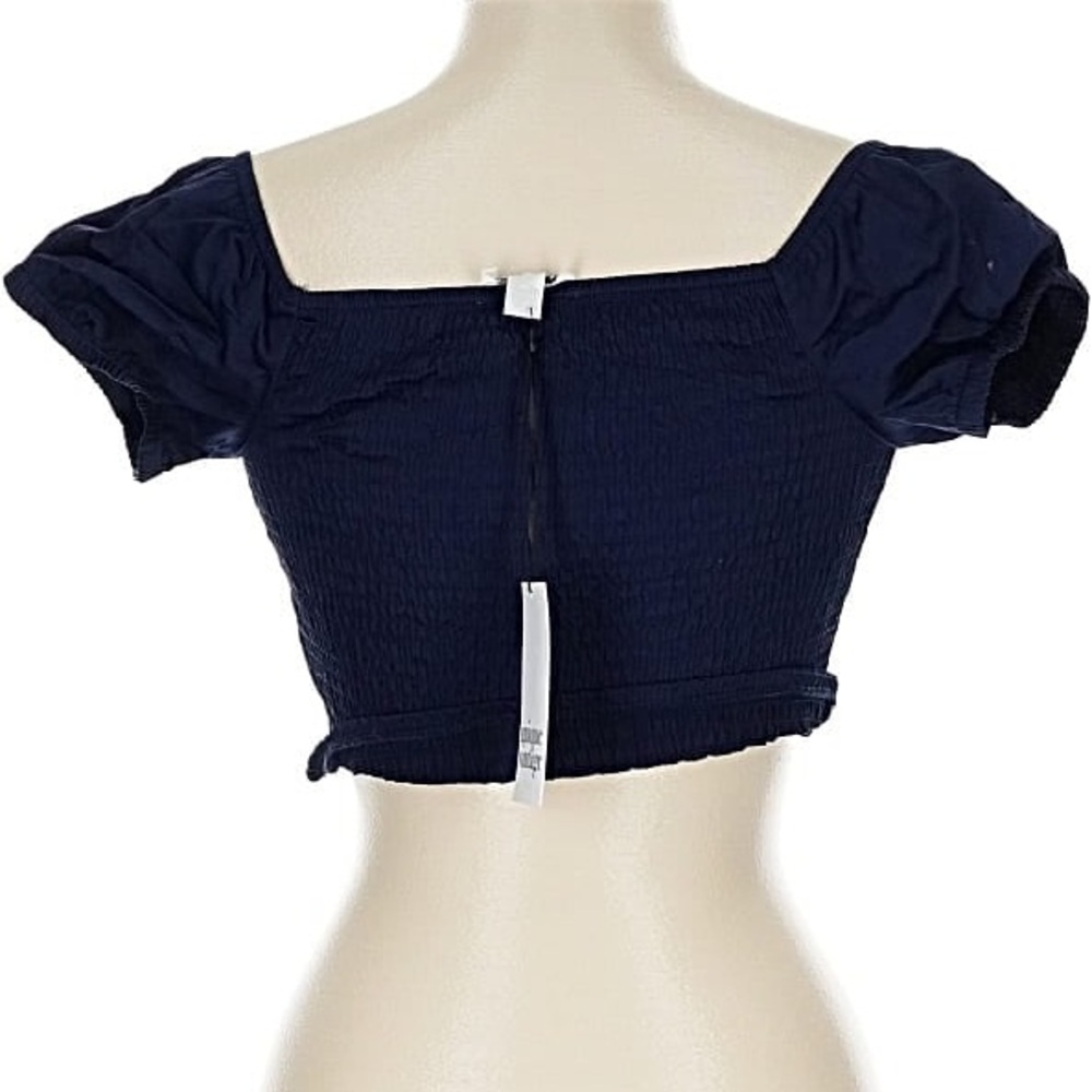 Unique Vintage Smocked Crop Top, Dark Navy, Size Large, NWT ⚓️ - Picture 6 of 12